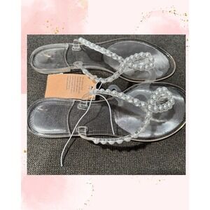 *NWT* Shade & Shore Womens Pearl Embellished Jelly Sandals Clear -  Size 11